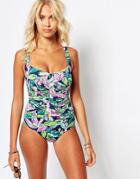 Sunseeker Floral Printed Swimsuit In Dd/e Cup - Midnight