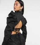 Collusion Crop Shirt With Tie Back In Black