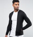 Asos Tall Muscle Jersey Bomber Jacket - Black