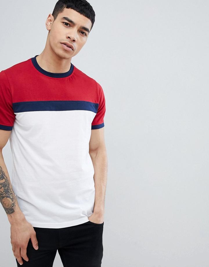 Another Influence Contrast Panel T-shirt - Red