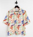 Collusion Unisex Linen Shirt With Surfer Print - Part Of A Set-multi