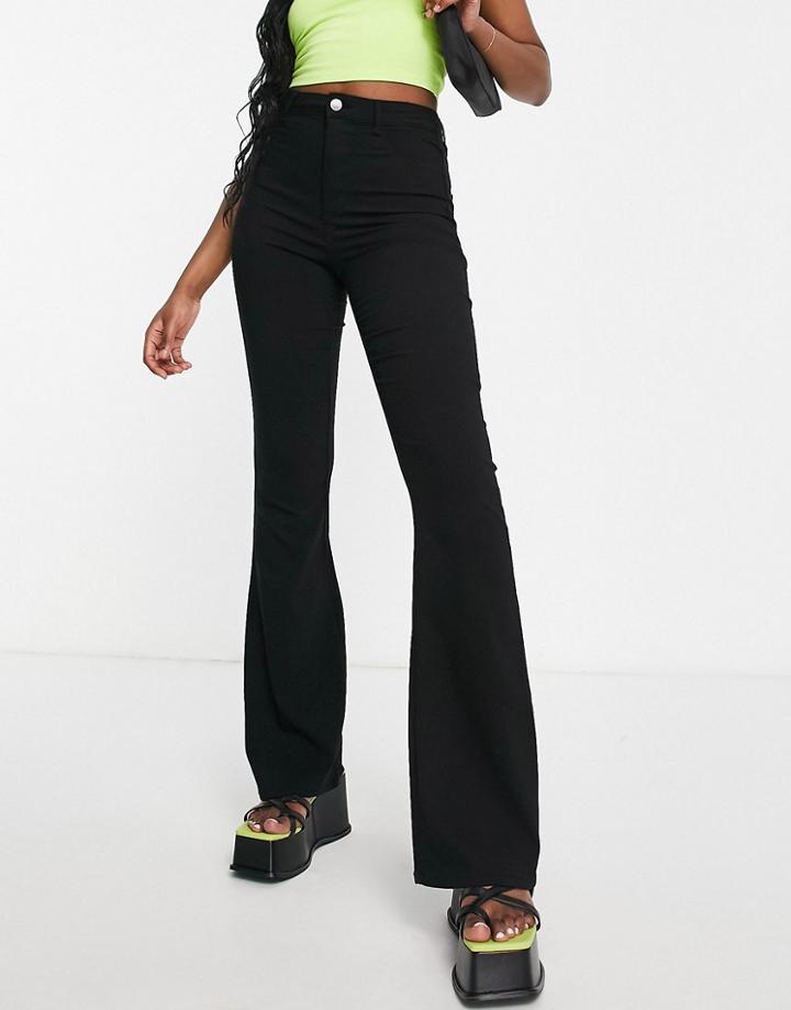 Pieces Highskin High Rise Ultra Flared Jeans In Black