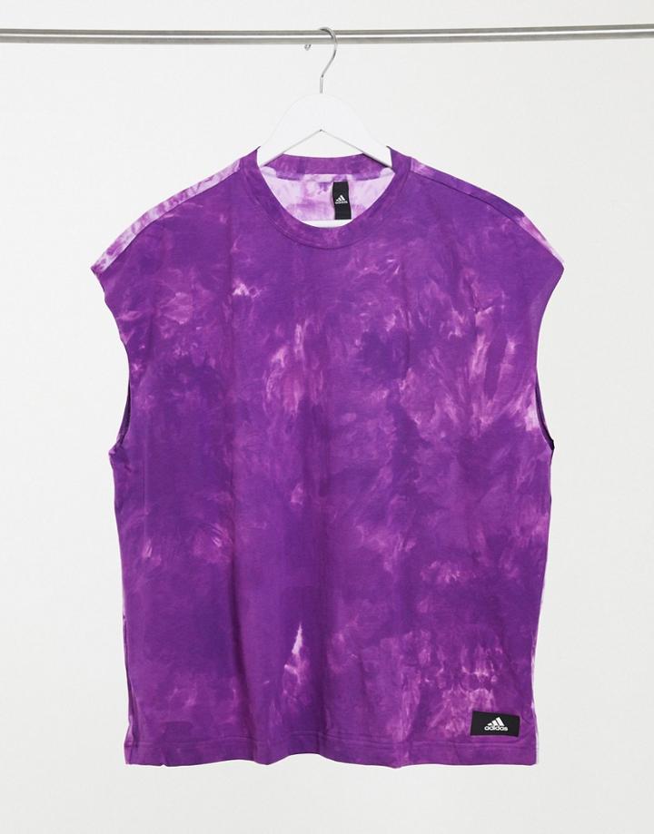 Adidas Cloud Print Tank In Purple