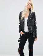 Minimum Bella Faux Leather Biker Jacket - Black