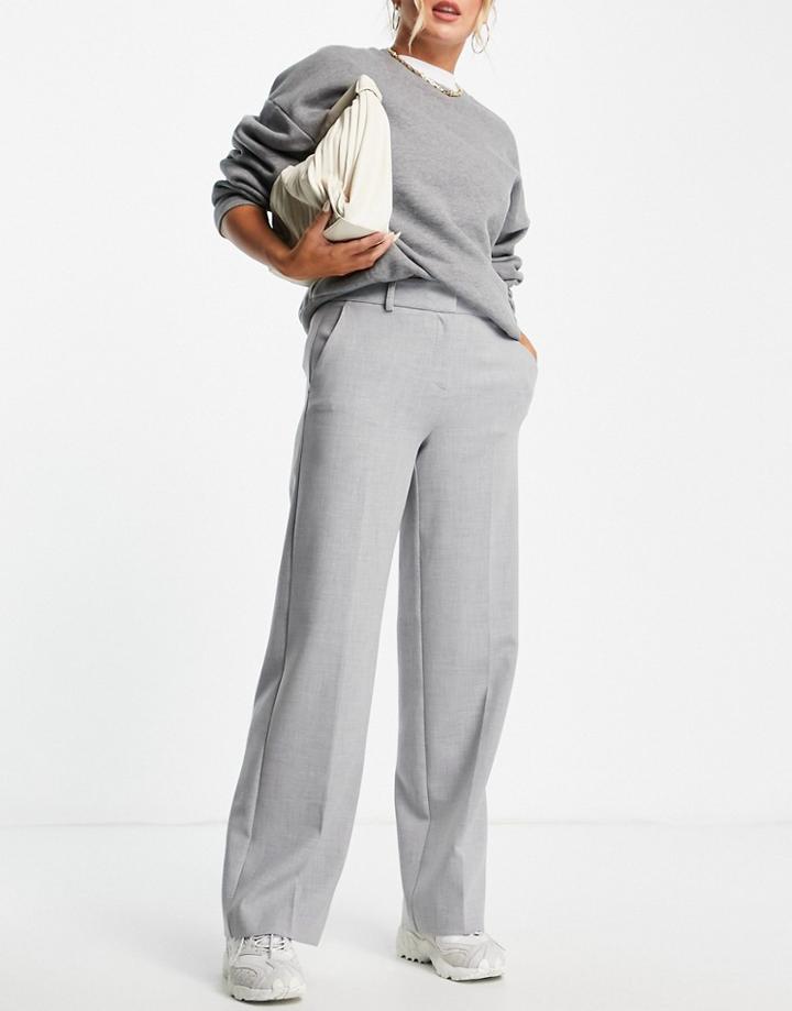 Selected Femme Wide Leg Pants In Gray-grey