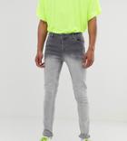 Asos Design Tall Skinny Jeans In Ombre Gray Wash - Gray
