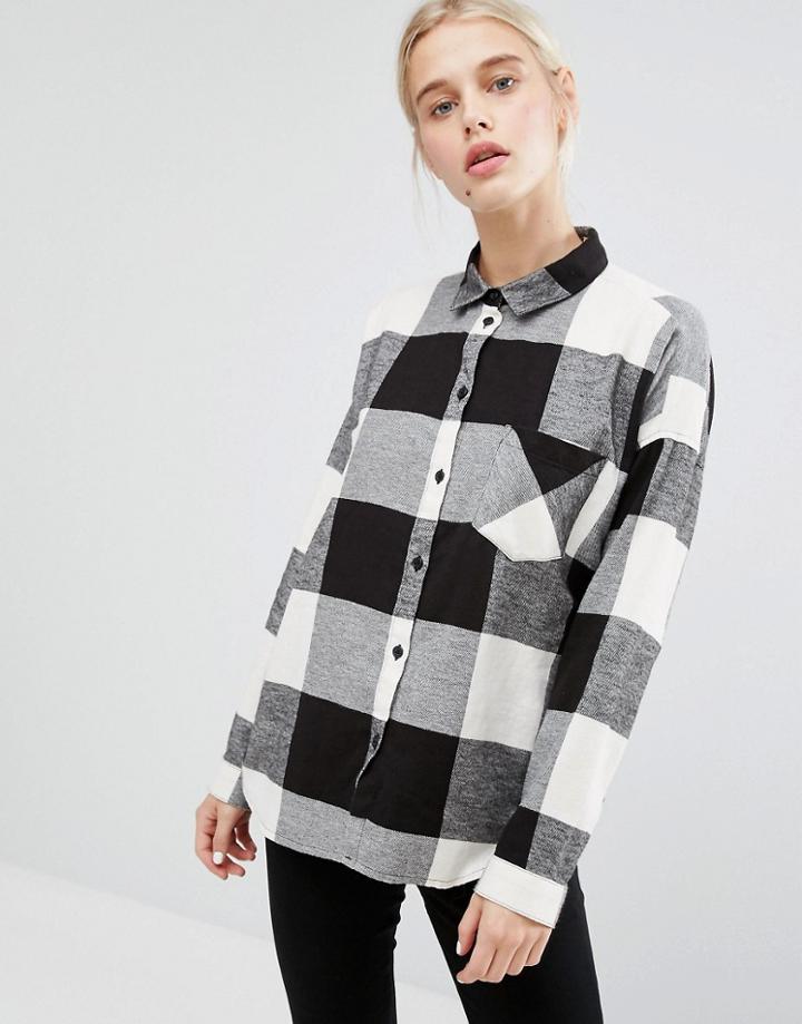 Monki Check Shirt - Black