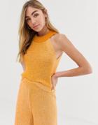 Asos Design Two-piece Twist Yarn Halter Neck Tank - Orange