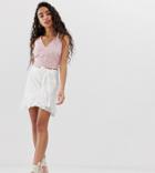 Parisian Petite Wrap Front Skirt In Broderie Anglaise - White