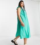 Only Curve Ruffle Strap Maxi Dress In Green