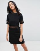 Asos Denim T-shirt Dress With Mesh Inserts - Black