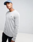 Abercrombie & Fitch Crew Neck Sweater Fine Gauge Tonal Icon Logo In Med Gray - Gray