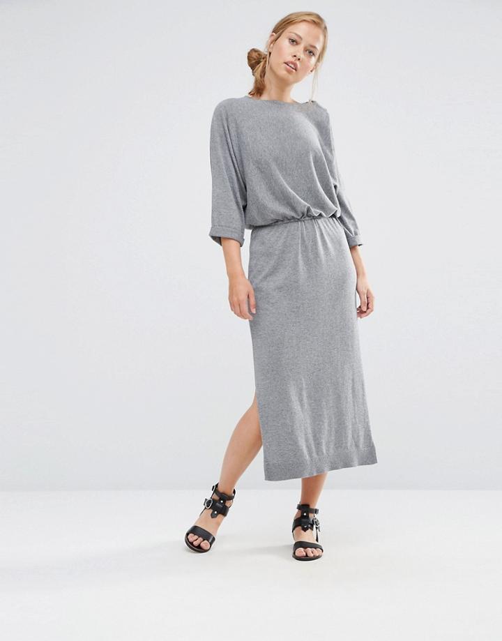 Warehouse Drawstring Waist Dress - Gray