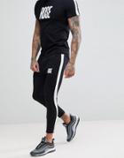 Rose London Logo Skinny Joggers With Side Stripes - Black