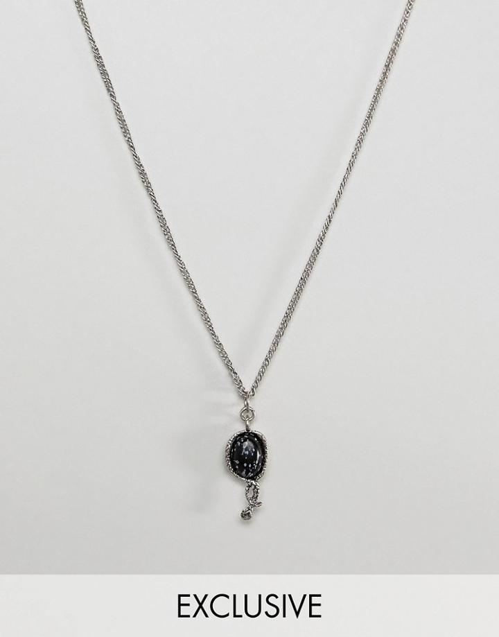 Reclaimed Vintage Inspired Snake & Stone Necklace In Silver Exclusive To Asos - Silver