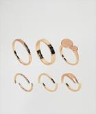 Asos Pack Of 6 Flat Faced And Circle Rings - Gold