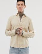 Asos Design Regular Fit Flannel Marl Shirt In Ecru-cream