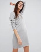 Brave Soul Sweater Dress With V Neck - Gray