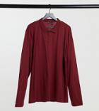 Asos Design Plus Organic Long Sleeve Polo In Burgundy-red