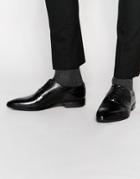 Asos Oxford Shoes In Black Leather With Brogue Toe Detail - Black
