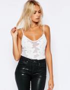 Asos Cami Body With Placed Lace - White