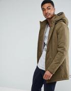 Only & Sons Padded Parka With Wire Frame Hood - Green