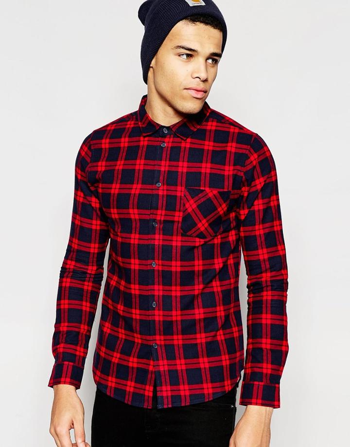Another Influence Red Flannel Check Shirt - Red