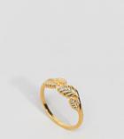 Asos Gold Plated Sterling Silver Wrapped Leaf Ring - Gold