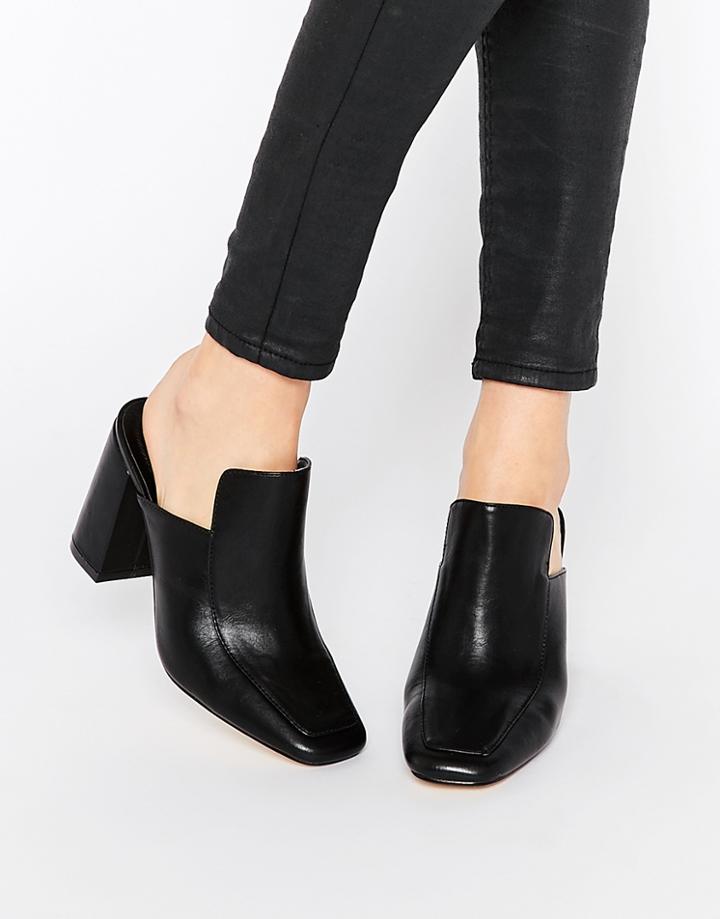 Truffle Collection Harp Heeled Mules - Black Pu