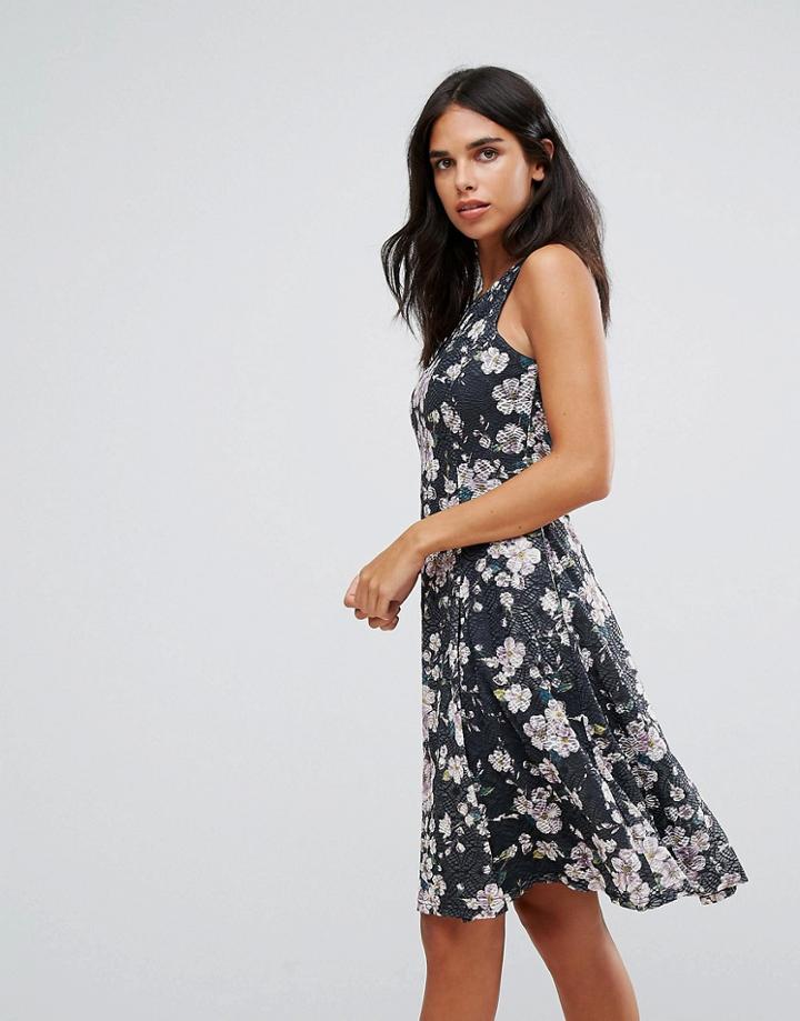 Uttam Boutique Ditsy Print Floral Skater Dress - Black