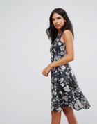 Uttam Boutique Ditsy Print Floral Skater Dress - Black