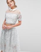 Chi Chi London Premium Lace Panel Blouse With Contrast Collar Co-ord -