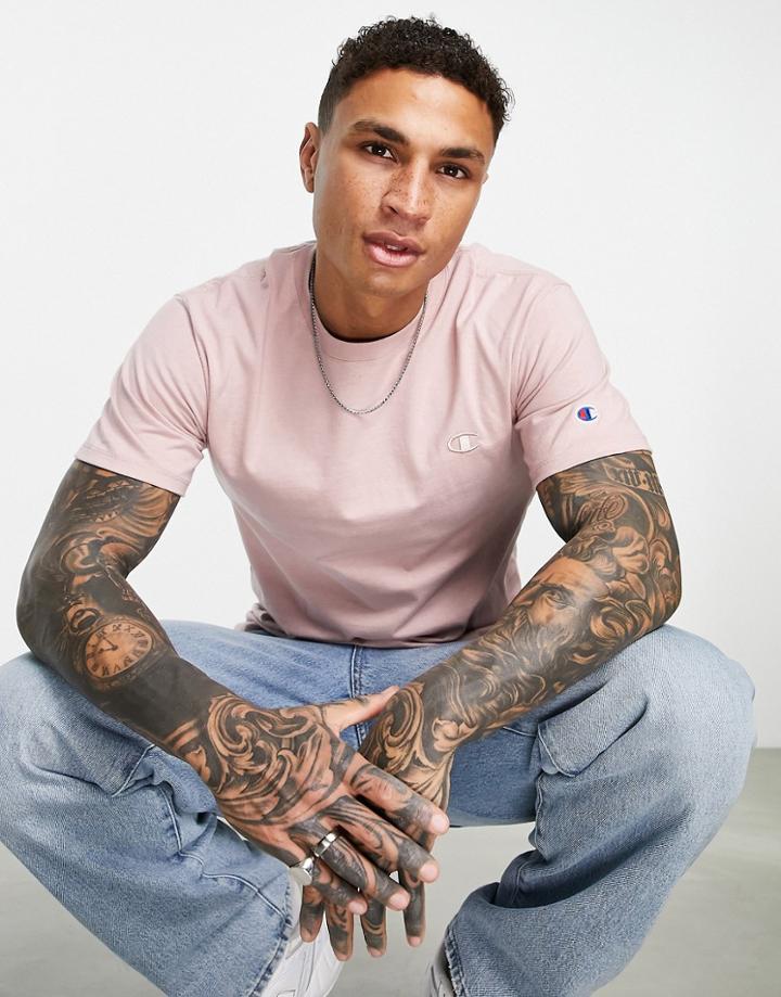 Champion Small Logo T-shirt In Pastel Pink