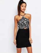 Ariana Grande For Lipsy Lace Halterneck Mini Dress - Black