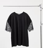 Asos Design Curve Oversized Lace T-shirt Dress In Black