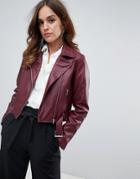 Asos Design Leather Look Biker - Red