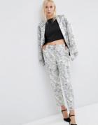 Asos Silver Metallic Trousers With Piping - Silver