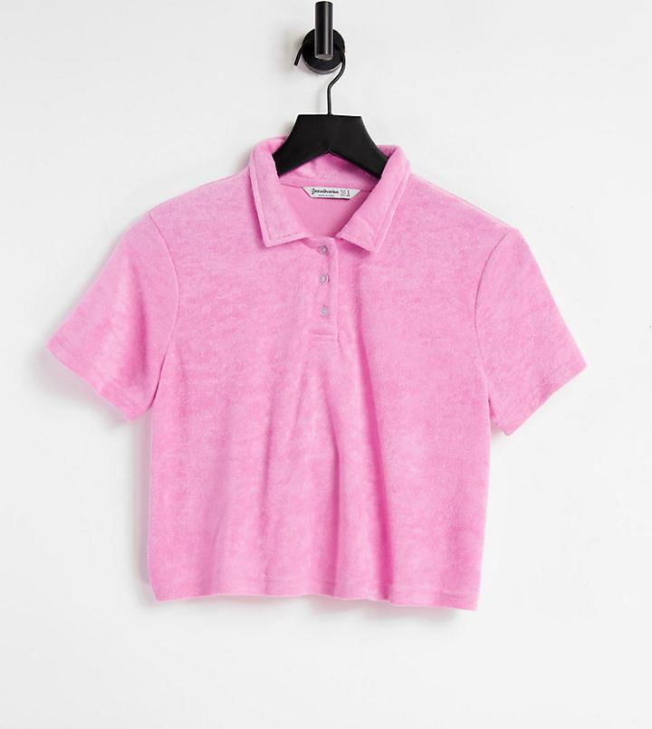 Stradivarius Terry Short Sleeve Polo In Pink - Part Of A Set