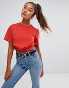 Asos Cropped T-shirt With Twist Front - Red