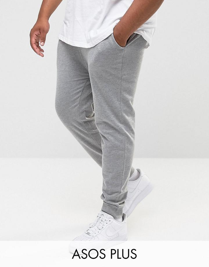 Asos Plus Skinny Jersey Joggers In Gray Marl - Gray