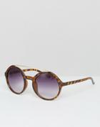7x Round Tort Sunglasses - Brown