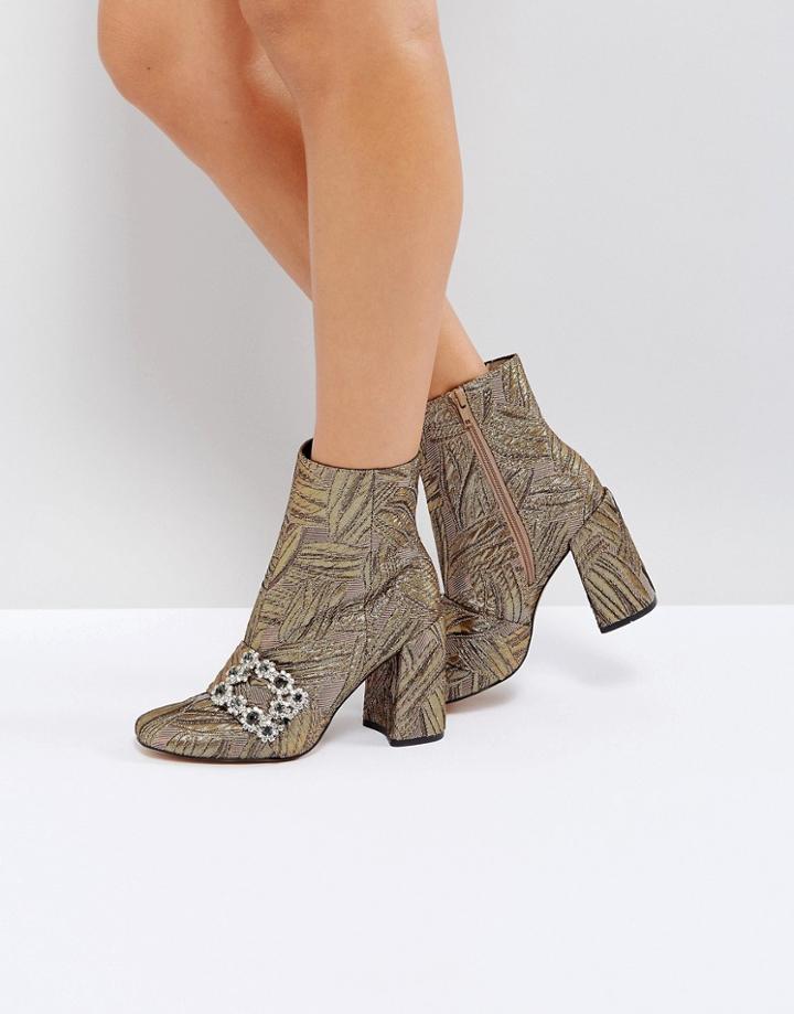 Asos Elana Embellished Jacquard Boots - Multi