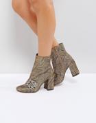 Asos Elana Embellished Jacquard Boots - Multi