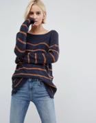Vero Moda Striped Sweater - Navy
