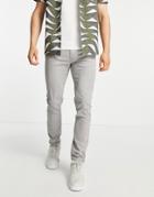 Topman Organic Cotton Blend Skinny Chino In Light Gray-grey