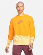 Nike Unity Swoosh Ombre Acid Wash Crew Neck Sweat In Yellow