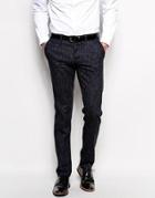 Sisley Wool And Denim Mix Neppy Suit Pants In Slim Fit - Navy