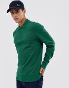 Fred Perry Long Sleeve Fleeceback Pique Polo In Green - Green