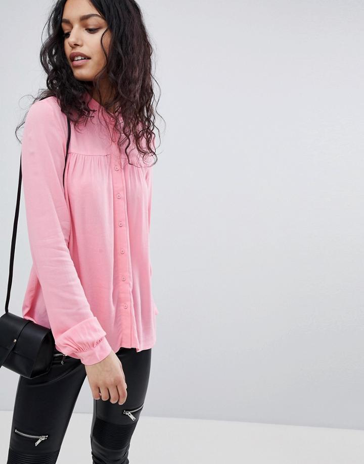 Y.a.s Ibbi Gathered Shirt - Pink