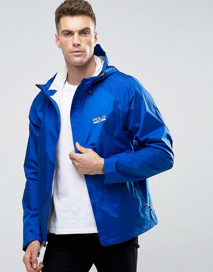 Polo Sport By Ralph Lauren Logo Hooded Windreaker In Blue - Blue